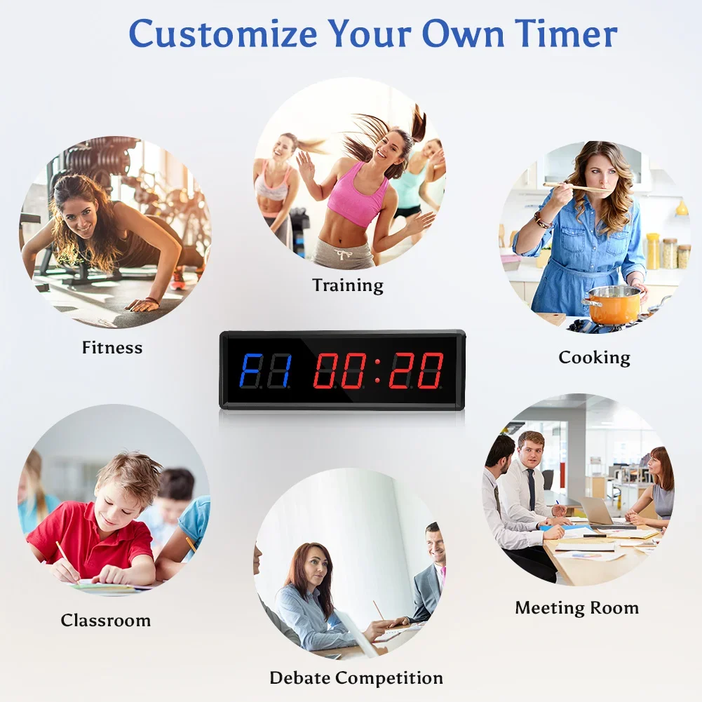 Crossfit Training Gear - Seesii Timer 1,5-Zoll-Digital-Countdown-Uhr mit Fernbedienung, LED-Intervall-Timer-Uhr