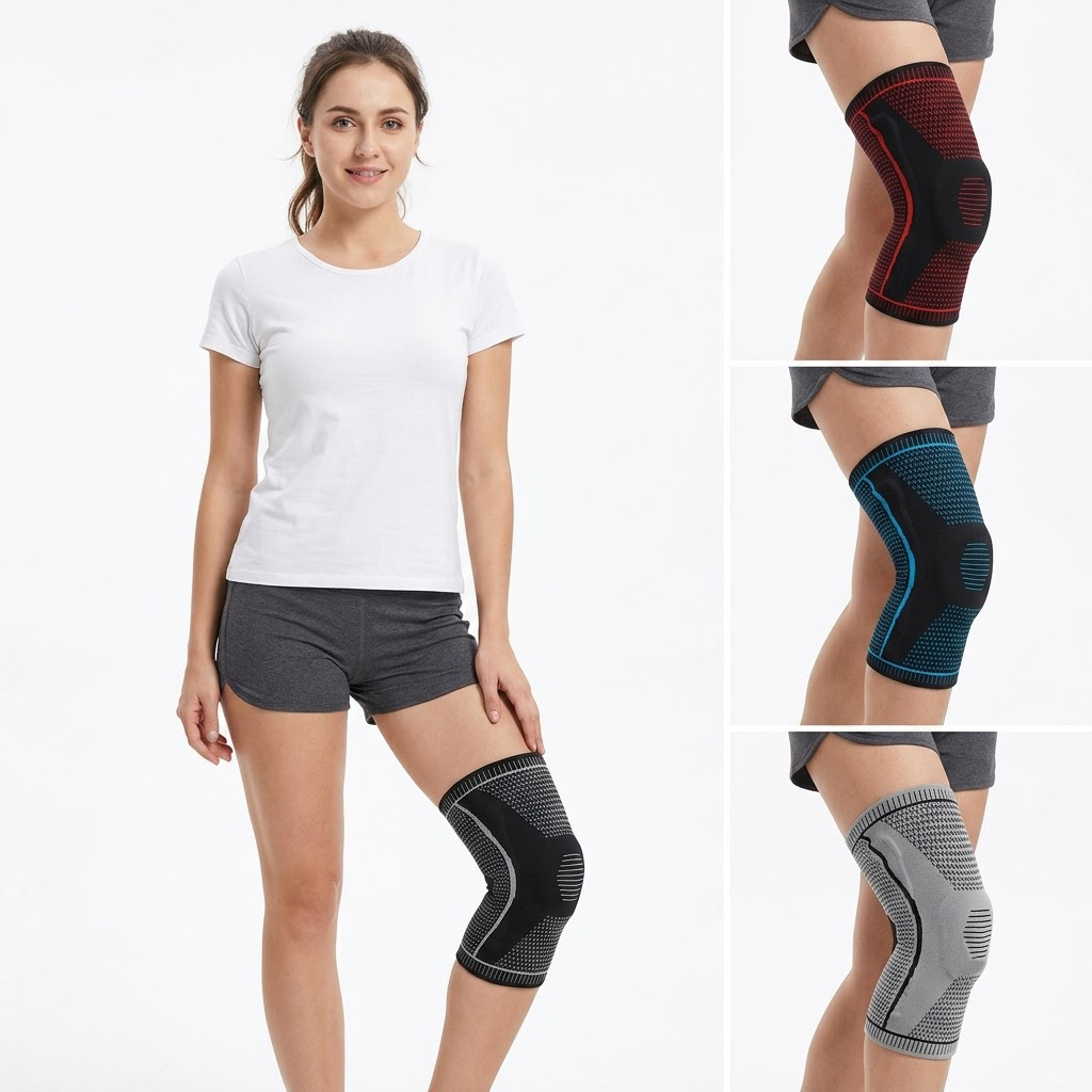 Knee Sleeve Pair - Einzelne Kniebandage mit Federunterstützung, Rutschfestem Silikon,