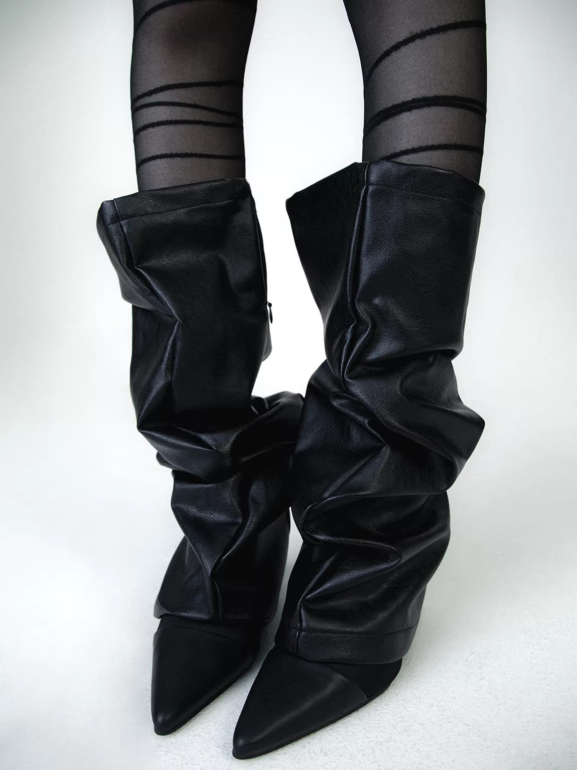 Knee Sleeve Pair - Damen PU-Leder Bein- und Kniewärmer Socken